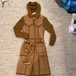 Vintage BDG suede sweater coat with hood